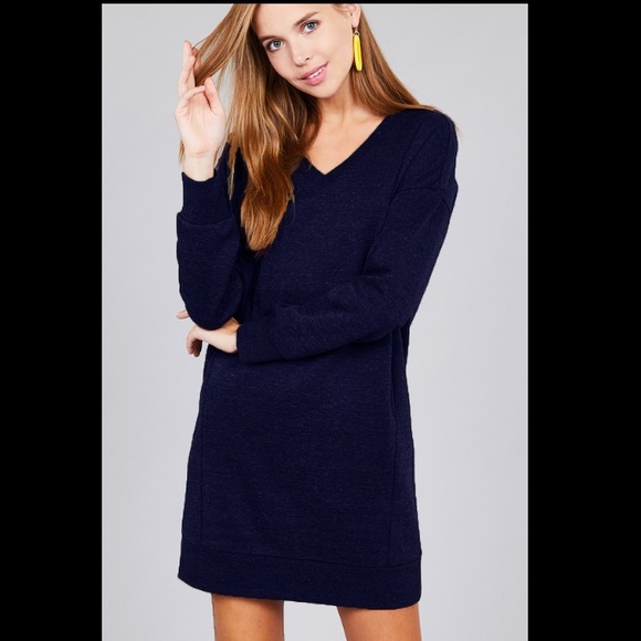 🍁JUST IN 🍁Navy Blue Long Sleeve Sweater Dress - Picture 3 of 7